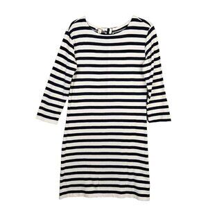 Goodthreads Women’s Blue White Stripes 3/4 Sleeve T-shirt Dress Size S NEW